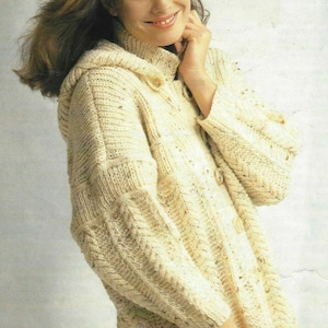 PDF KNITTING Pattern-Duffle coat with hood-Optional-Knitted in Aran wool-fits 30-40&quot;