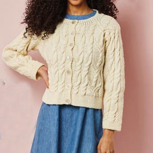 Woman&#39;s Aran Cable Cardigan- Aran wool-22-30 Ins- Instant Download Knitting Pattern