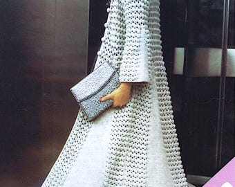 Woman's Evening Coat - Floor Length Maxi Style Vintage design 32"- 38" inch Elegant Crochet Pattern DK 8 Ply Download PDF