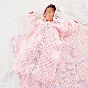 Crochet Pattern- PDF DOWNLOAD -beautiful crochet baby sleeping bag in DK wool-