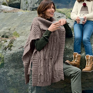 Ladies Cable Poncho Knitting Pattern- Instant download- see photo for yarn requirements- One size