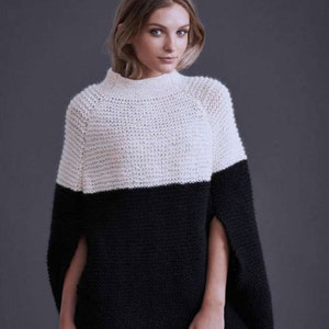 PDF Knitting Pattern Beginner Womans Poncho-75-100 cm (s-xl) DK/ 8ply Wool - Instant download