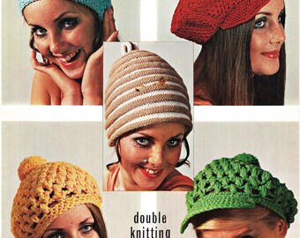 Woman's Hats Berets and caps to Knit and Crochet- Instant Download Knitting/ Crochet pattern DK/8ply Light worsted wool Vintage knit