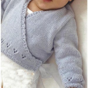 Baby Wrap over Cardigan Jacket Ballet Top Kimono ~ 0 -6 and 6-12 months -4 Ply PDF Instant download Knitting Pattern