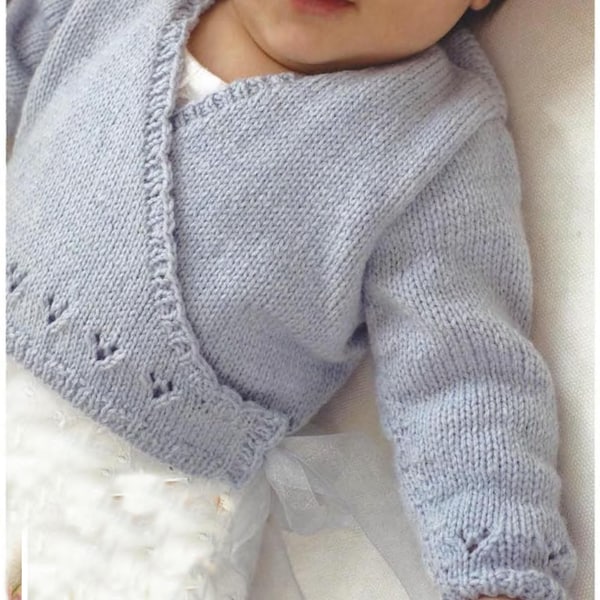 Baby Wrap over Cardigan Jacket Ballet Top Kimono ~ 0 -6 and 6-12 months -4 Ply PDF Instant download Knitting Pattern
