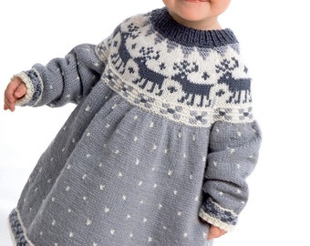 Icelandic, Norwegian Yoked Sweater/Jumper- Yoked Dress -Knitting Pattern, Fair Isle, Women's, Men's, Children's, Instant Download PDF