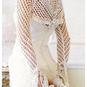 Knitted Eyelet Lace Wedding Shrug, Renaissance Cuffs ~ One Size ~ Worsted / 10 ply Beaded Silk Knitting Pattern PDF Instant download
