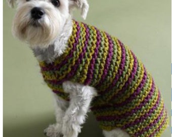 PDF Knitting Pattern- Thick and Quick Dog coat  to knit-  fits small to xl dogs- 18-30" chest=-Instant download