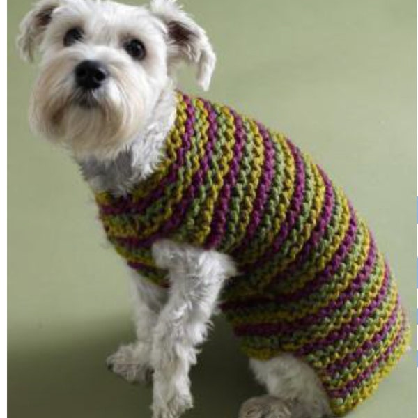 PDF Knitting Pattern- Thick and Quick Dog coat  to knit-  fits small to xl dogs- 18-30" chest=-Instant download