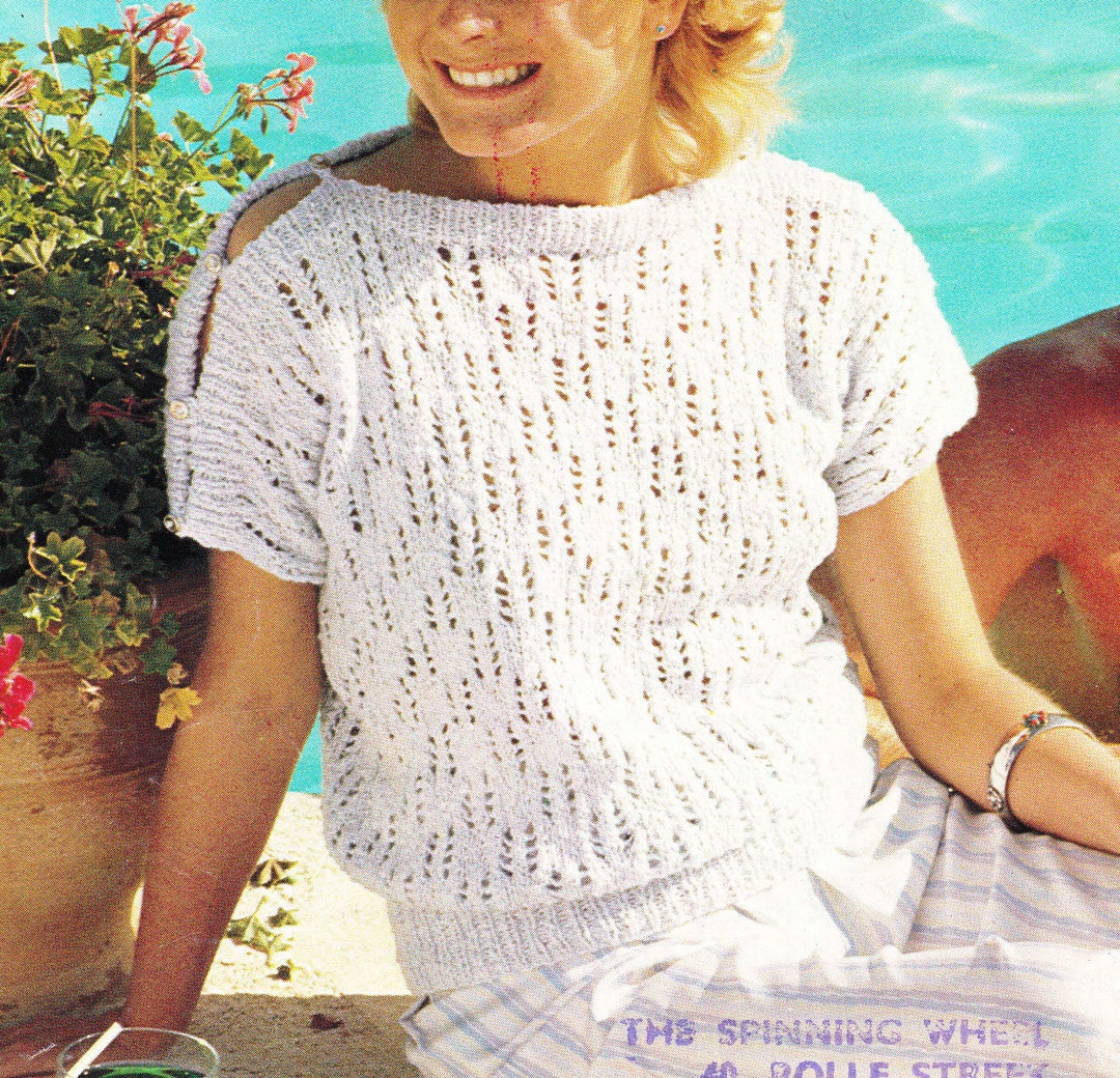 Womans Open Shoulder Lace Sun Top -summer -knitting Pattern Dk
