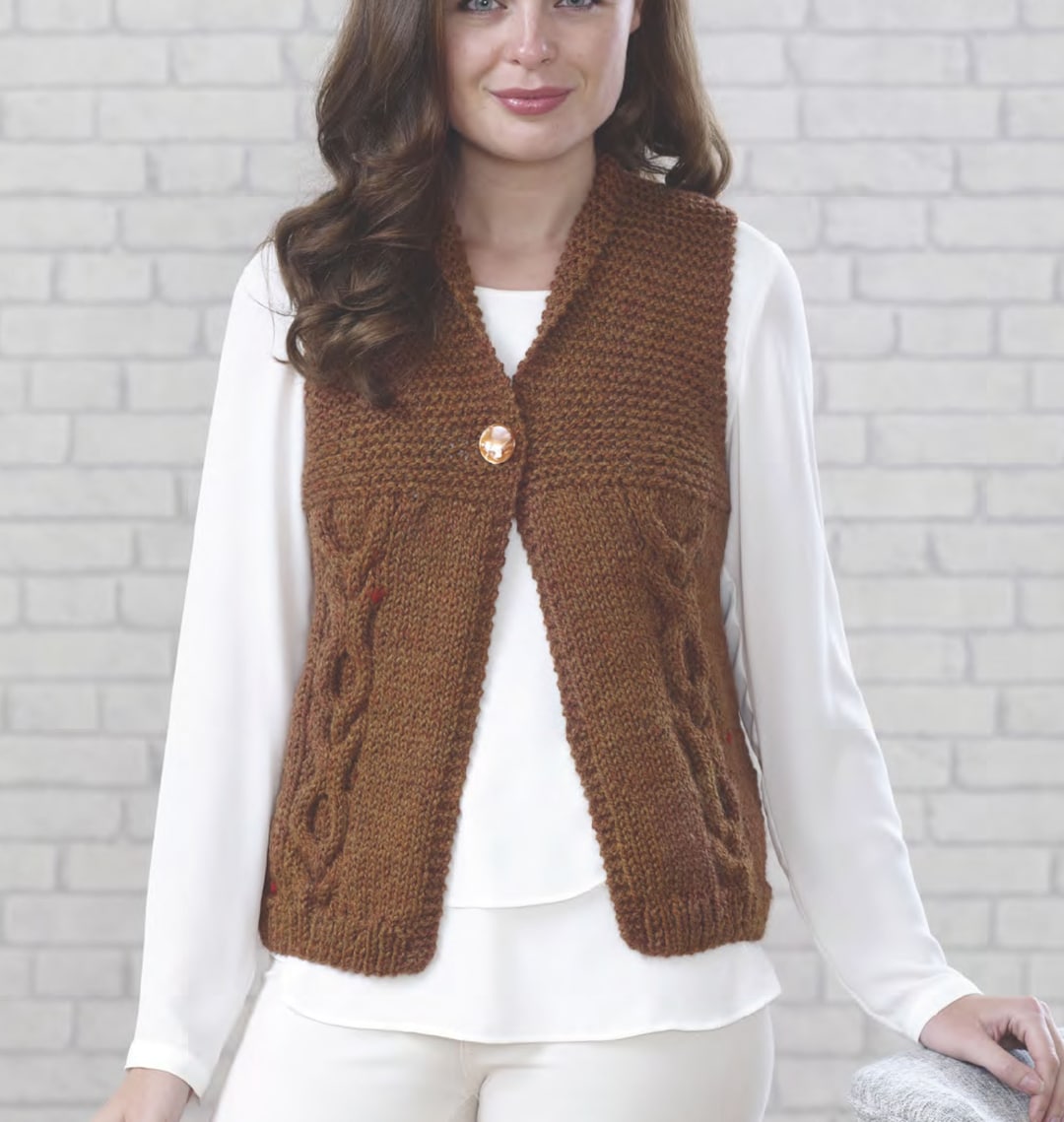 Woman's Easy Chunky Waistcoat & Slipover Sweater Vest 28" - 46