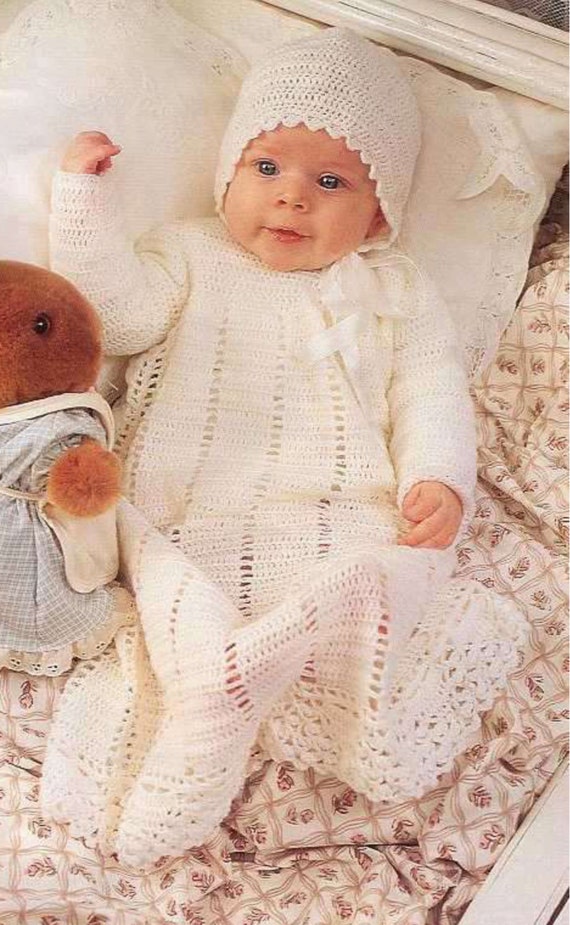 PDF Crochet Pattern Baby Layette Pattern With Shawl in 3ply Wool Fits 3 6 Months Etsy