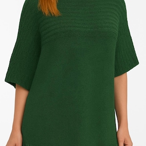 Women's Easy Sweater Dress Tunic-Loose Fitting style- Small -XXXL 44-63" Larger sizes Knitted in DK 8 Ply Wool Knitting Pattern PDF download