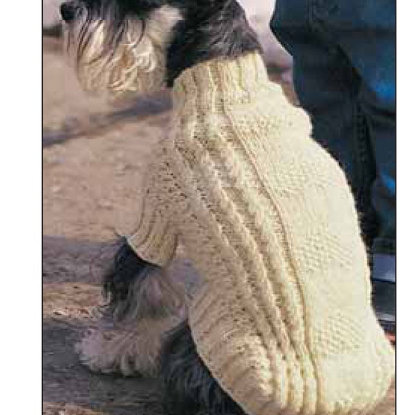 Dog coat with cables to knit-  fits small to xl dogs PDF Knitting Pattern-