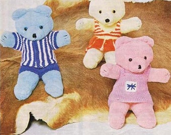 PDF KNITTING Pattern-Teddy Bear Clothes ~ fit 11-13" teddies ~ DK Knitting Pattern Downloadable