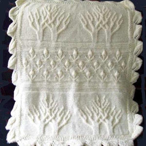 Baby Tree of Life Throw in Aran wool- measures approx. 66 x 86.5 cm- Knitting Pattern- Instant download-PDF
