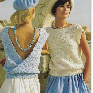 Womens Cross Over Back Summer Top -sleeveless- Easy Beginners garter stitch top - Knitting pattern in Aran 10 ply- Downloadable PDF