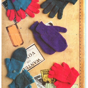Adults & Childrens Family Gloves Fingerless Gloves and Mitts - 4 years - Adult ~ DK wool 8ply Knitting Pattern pdf Instant Download