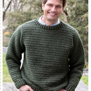 Men's Easy Beginner Sweater CROCHET PATTERN PDF Download Aran Worsted Yarn Pullover Pattern Beginner 42-58ins