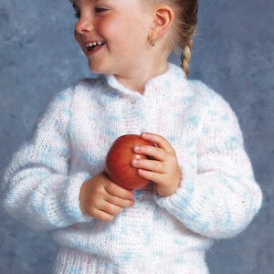 Girls  Women's Easy Mohair Cardigan Long sleeved 20" - 40"~ Mohair yarn  Knitting Pattern PDF Instant download