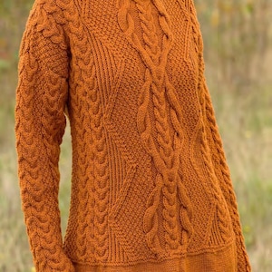 Knitting Pattern Ladies Horseshoe cable & Simple cable with Moss stitch, Pullover, sweater, Jumper- Instant download PDF