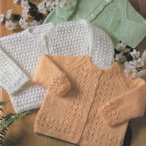 PDF Knitting Pattern-Baby Cardigans-3 Styles to knit in DK/8PLY chest 16 - 20 Ins-Instant Download PDF