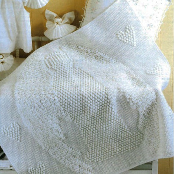 Angel Crochet Baby Shawl Afghan Blanket 39" x 34" ~ Worsted Weight Crochet Pattern PDF Instant Download