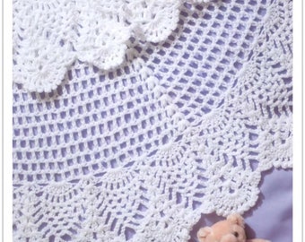 Crochet Baby Shawl- DK/8Ply wool- Instant Download- Crochet Pattern- Circular