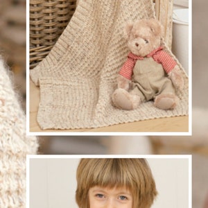 Child's Easy Shawl Collar Sweater-Jumper Boy Girl Blanket-Hat Knitting Pattern DK 8PLY Instant Download-16-26 chest image 2