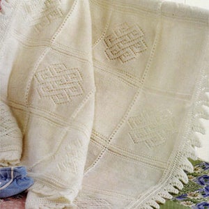 PDF Knitting Pattern- Baby 4ply panel blanket measures 95x 101 cm when complete