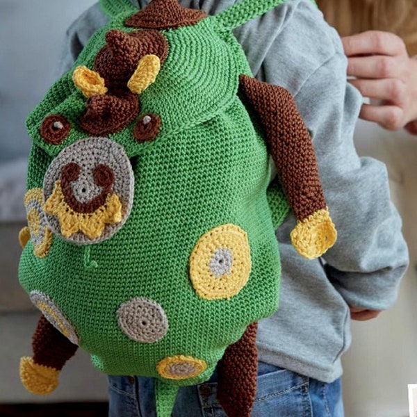 Crochet Prehistoric Backpack- Rucksack Pattern- sturdy- outdoors- Instant Download Pattern-PDF Crochet Pattern-