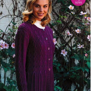 Womens  Cable Fitted Sweater Feminine Round Neck Jumper 30 - 52&quot; Plus Size Knitting Pattern DK 8 ply Light Worsted Pdf Download