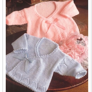 Baby wrap over jackets cardigan with picot or plain edgesr 14"- 18" ~ DK 8 Ply Light Worsted Knitting Pattern pdf download Boys girls