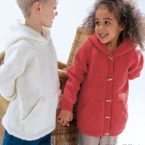 Boys -Girls Easy Hooded Sweater &  Coat Jacket -Hoody -Raglan Sleeves 22&quot;- 32&quot; Chunky Bulky 12 ply  Knitting Pattern PDF download Quick knit