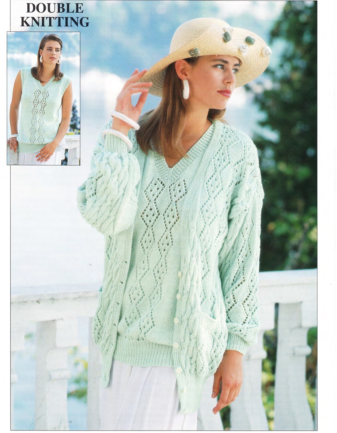 V-neck Cardigan&Drawstring Trousers 2Pcs