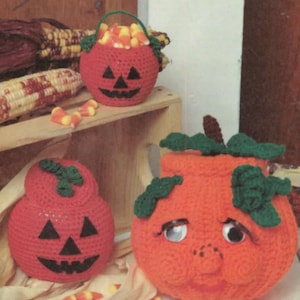 Crochet  Pumpkins Jack O  Lanterns, Ideal Halloween Gifts crochet up in Cotton Yarn, See images for more info Crochet pattern Download PDF