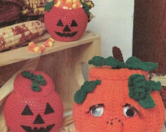 Crochet  Pumpkins Jack O  Lanterns, Ideal Halloween Gifts crochet up in Cotton Yarn, See images for more info Crochet pattern Download PDF