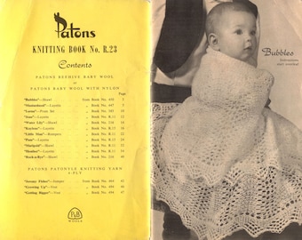 PDF Knitting Pattern Patons Vintage baby book with lots of patterns to knit  includes Missing Marigold and Heather patterns