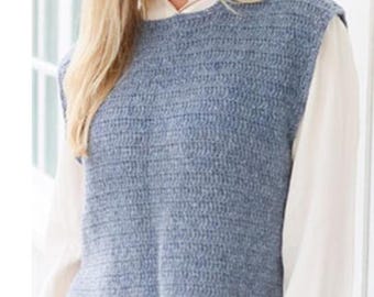 Woman's Crochet Summer  sleeveless Slipover - summer top Chest  36"- 55" Women's  DK 8 PLy Light worsted - Crochet Pattern PDF Download