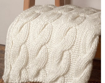 Chunky Cable Blanket- Quick Knit easy Cable-Afghan-Instant download Knitting Pattern