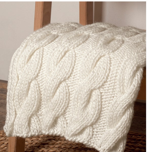 Chunky Cable Blanket- Quick Knit easy Cable-Afghan-Instant download Knitting Pattern