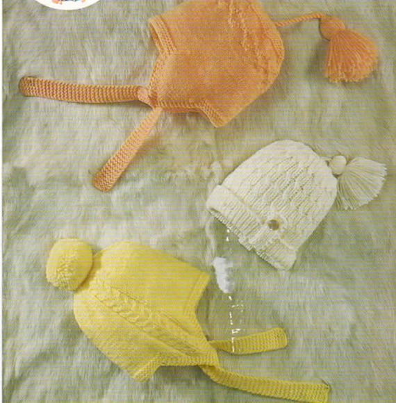 Easy Knit Baby Hats Knitting Pattern PDF Double Knit Wool Etsy