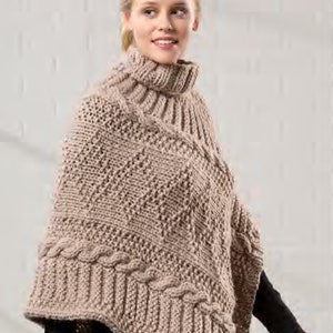 PDF KNITTING Pattern-Instant download- Gansey Poncho in Chunky wool- One size