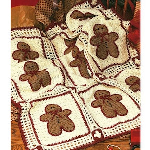PDF Crochet Pattern-Baby Blanket- Gingerbread Men Afghan - Cover- Crochet pattern download- Worsted 10 ply wool
