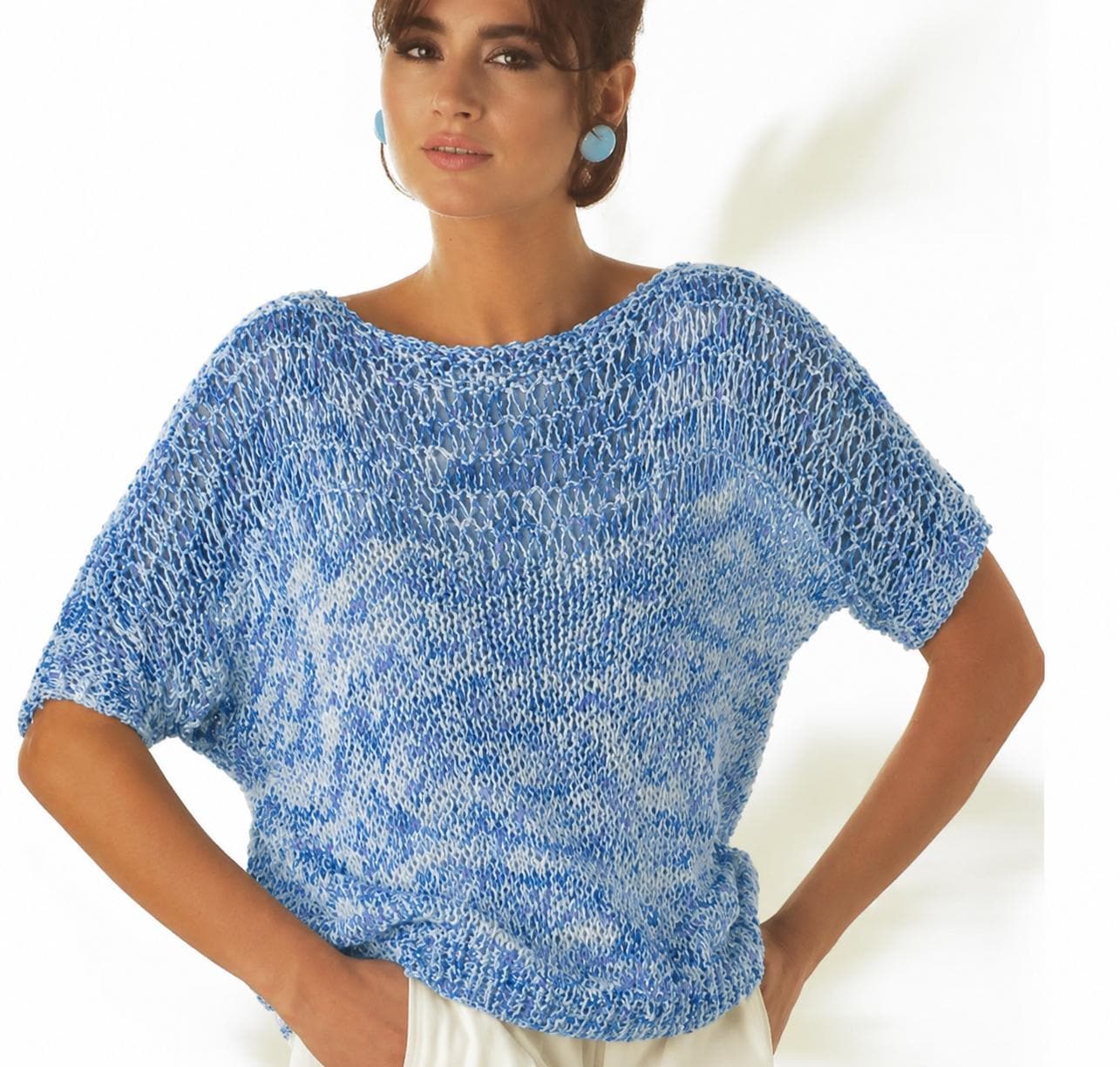 Womens Easy Cotton Lacy Summer Sweater Knitting Pattern (PDF