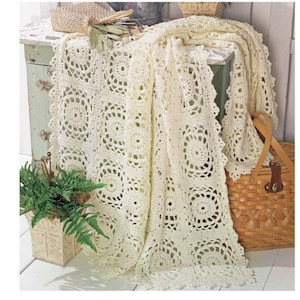 Lace Afghan/Blanket/Shawl- Crochet Pattern- Instant download- Medium Worsted Weight Yarn