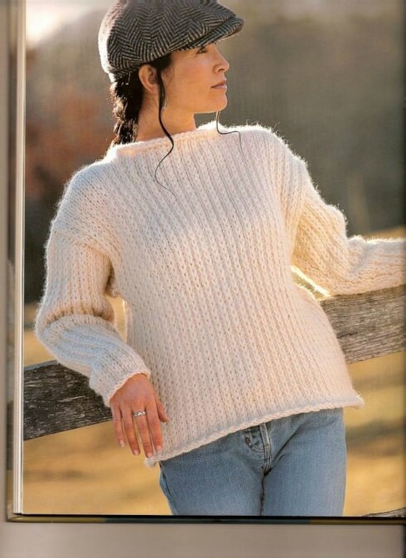 Womans Easy Beginners Funnel Neck Ribbed Sweater 40
