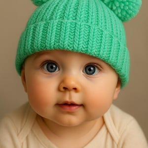 Baby Easy Crochet Pom Pom Hat Pattern-  6-24 months - Instant Download