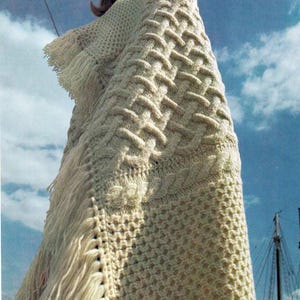 Large Cable Blanket- Throw Afghan Knitting pattern - Worsted weight Aran 10 ply wool- Measures 50 &quot; x 62&quot; download PDF