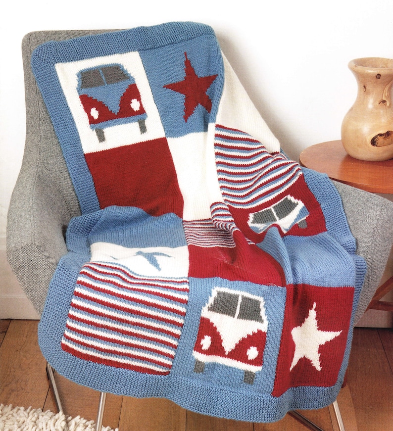 Campervan Cushion and Blanketdk/8ply Wool Knitting Pattern Etsy